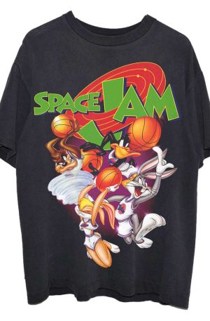 Space Jam Vintage T-Shirt. Svart med färgglatt tryck.